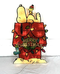 Peanuts Frohe Weihnachten 19" beleuchtete Skulptur Snoopy Haus Deko Innen Außen - Bild 1 von 7