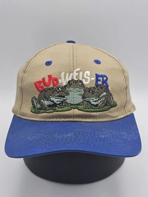 Vintage Budweiser Frog 1995 Beer Bud Light Promo 1990s Hat Cap Vtg Snapback  - Image 1 of 4