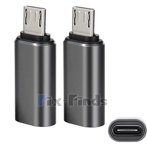 PACK de 2 mini USB tipo C hembra a micro USB macho convertidor adaptador conector EE. UU. - Imagen 1 de 6