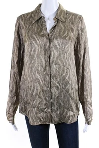 Etcetera Womens Collared Spotted Print Button Down Blouse Brown Size 6 - Picture 1 of 6