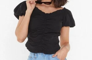 NEU!! SALE!! Nasty Gal Strut Your Puff Button-Down Top Gr. 8 - Bild 1 von 4