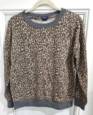 Espléndida sudadera para mujer con estampado de animales talla pequeña bronceado guepardo manga larga doble Foto 1 de 4