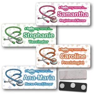 Hello My Name Is Badge SMN Nurse Midwife Doctor Stethoscope Magnet Pin Tag - Picture 1 of 8