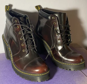 Dr. Martens Averil Leather Heeled Platform Boots Women's 9 US Cherry Red *NEW* - Picture 1 of 8