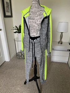 Women Victoria Secret Sport Set Grey Lime 57%cotton 38%polyester 5%elastane XS - Picture 1 of 9