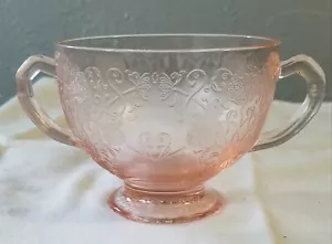 Hazel-Atlas Florentine 1 Pink Depression Glass Open Sugar Bowl - Picture 1 of 9