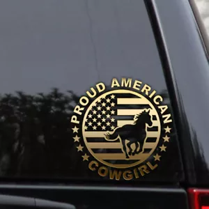 Cowgirl Proud American Decal Sticker Flag Country Horse Truck Car Window - Bild 1 von 2