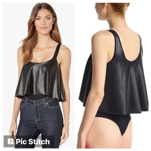 Commando Kunstleder lockerer Lagenlook Body in Schwarz - Größe Large Tanga $ 174🔥 - Bild 1 von 7
