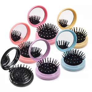 6PCS Folding Travel Mirror Hair Brushes Portable Pocket Round Mini Hair Brush Sm - Picture 1 of 12
