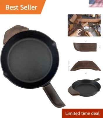 Juego de 2 soportes de mango caliente de cuero de doble capa - marrón bourbon hechos a mano Foto 1 de 4