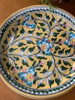 Pottery Barn Blue or Yellow Ava Floral Salad Plates- 8.25" Stoneware` - Image 1 of 4