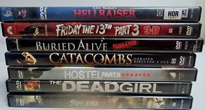 Horror 7 DVD Lot - Hellraiser Friday 13 pt3 3D Buried Alive The Dead Girl - Imagen 1 de 2