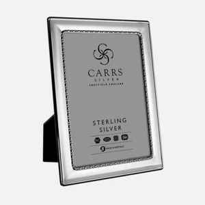 CARRS - Marco de fotos de plata esterlina de huevo y cuentas - 25 x 20 cm (10"" x 8") - Imagen 1 de 5