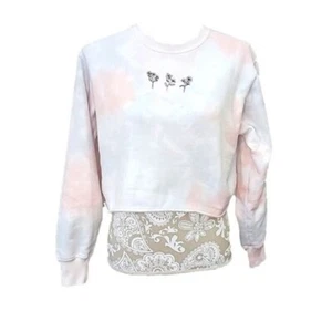 Hollister Cropped Pink/Blue Tie Dyed Cropped Sweatshirt XS - Picture 1 of 5