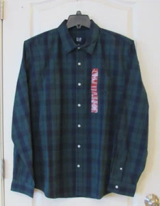 Gap Long Slv Button Up Woven Shirt Sycamore Plaid Green Men's Sz XXL NWT MSRP$60 - Picture 1 of 2