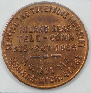 1976 Inland Seas Tele-Comm Monroe Michigan Telephone Advertising Token - Picture 1 of 2