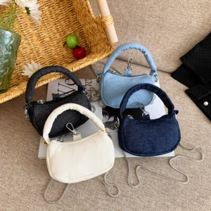 Mini Denim Handbag Women Zipper Shoulder Bags Casual Chain Crossbody Bag UK - Picture 1 of 16