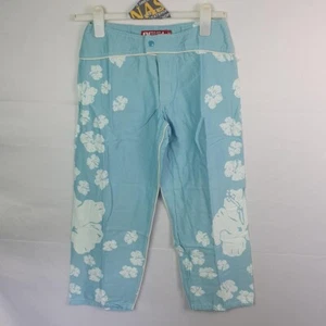 vintage y2k light blue hibiscus quiksilver roxy shorts size 2 (uk 6) waist 27" - Picture 1 of 2