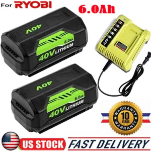 40V 6.0Ah Battery / Rapid Charger For Ryobi 40 Volt Lithium-ion OP4050 OP40602 - Picture 1 of 17