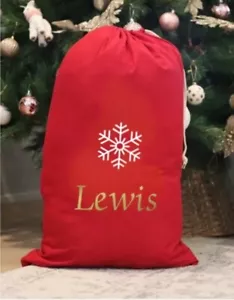 Sacco Natalizio Personalizzato Fiocco di Neve Grande XL Cotone Coulisse Natale 4 Misure - Foto 1 di 6