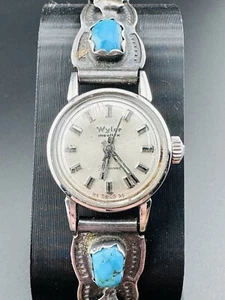 Funktionierende Navajo Türkis Stein Band Wyler Dynawind mechanische Schweizer Uhr P2 - Bild 1 von 11