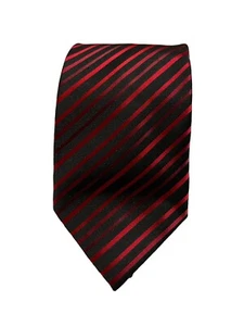 Paul Smith London Men’s Tie Diagonal Stripe Black & Red Necktie 100% Silk VGUC - Picture 1 of 10