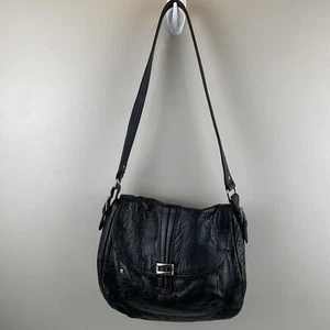 Liz Claiborne Vintage Black Leather Hobo Shoulder Bag Inner & Outer Pockets Y2K - Picture 1 of 16
