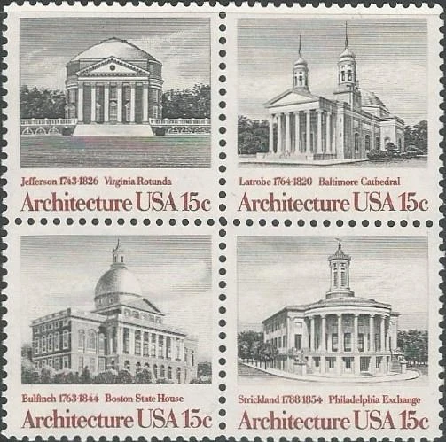 Block of 4 stamps - Scott 1779-82 - 15 cent - Architecture - 1979 - MNH - Image 1 of 1
