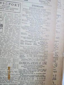 Titanic Olympic Sailing Ad Newspaper 1912 WHITE STAR LINE Sailing April 10 - Picture 1 of 3