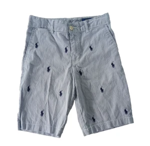 Polo RALPH LAUREN Classic 9” All Over PONY Shorts Boys 10 BLUE/WHITE Pinstripe - Picture 1 of 8