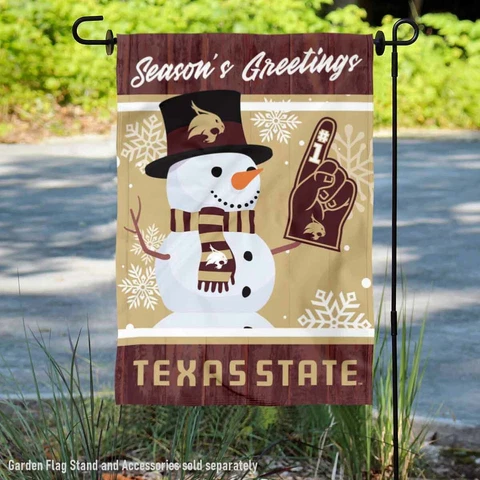 Texas State Bobcats Holiday Winter Snow Garden Flag and Yard Banner Cover