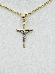 Solid 14k Cross Pendant Italian Two Tone Gold W Box (From Italy) 772-5106 - Picture 1 of 6