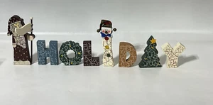 Holiday Christmas Block Set Decor Santa Snowman - Picture 1 of 6