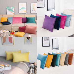 Soft Velvet Throw Pillow Case Cushion Cover Solid Color Sofa Car Home Decor♡