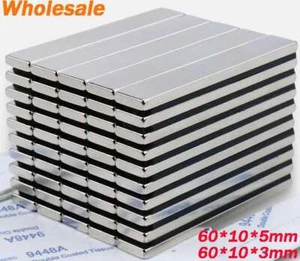 10/30/50pcs Strong Neodymium Magnets Rare Earth Lifting Magnet Block 60x10x5mm - Picture 1 of 16