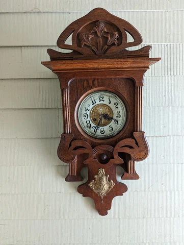 Antique JUNGHANS Wall Clock Butterfly Cover