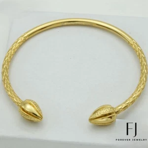 Men's Stainless Steel 8" Adjustable Round.Cuff Bracelet.Gold plated*Box - Picture 1 of 3
