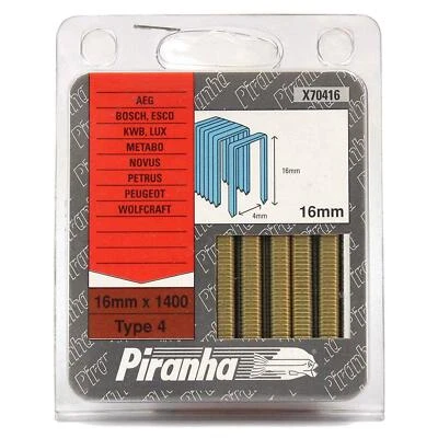 Piranha X70416 Type 4 Staples 16mm Bosch PTK19E PTK28E, AEG, (5 Packs) - Image 1 of 2