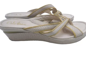 Cole Haan Damen-Riemensandalen Keilabsatz US 10B Leder beige - Bild 1 von 9