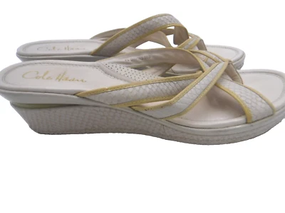 Sandalias de cuña Cole Haan para mujer EE. UU. 10B cuero beige Foto 1 de 4