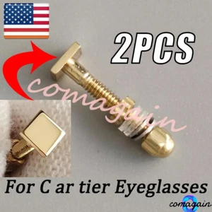 2* New 3mm Big Size Square Screw &Bolt Replace For Cartier Eyeglasses Frame Gold - Picture 1 of 6