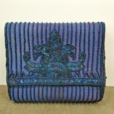 Cartera de Noche Vintage Con Cuentas La Regale, Formal, Fiesta Cóctel Boda AZUL Foto 1 de 4