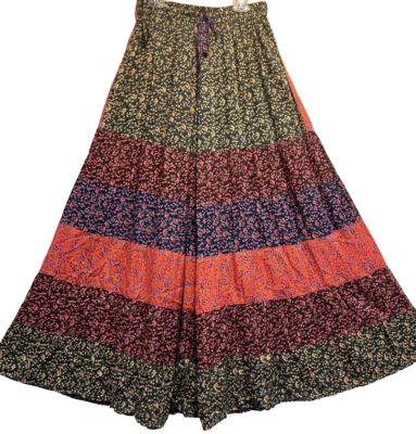 Nwt SACRED THREADS boho hippie floral rayon wide leg tiered PANTS M Free shippin - Image 1 of 4