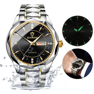 Men Watch Stainless Steel Quartz Waterproof Luminous Classic Business Wristwatch - Picture 1 of 7
