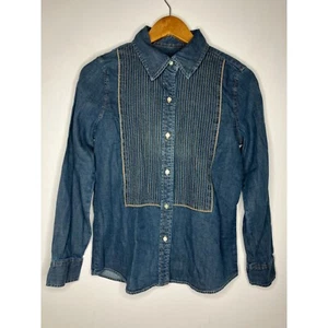 Gap Women's Small Denim Chambray Long Sleeve Button Up Shirt New Western Cowgirl - Picture 1 of 9