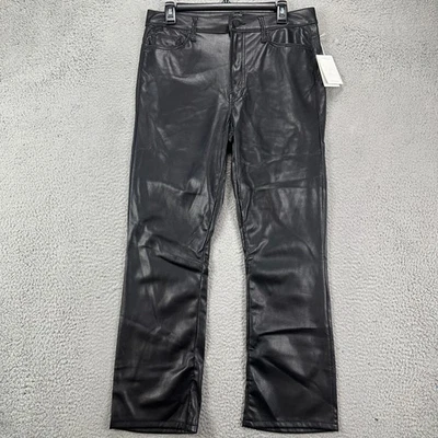 Pantalones al Tobillo Madre Mujer The Insider 32 Off Negro Cera Sobre Cera Imitación Cuero NUEVO Foto 1 de 4