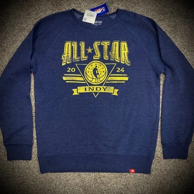 new$75 NBA ALL STAR INDY 2024 SWEATSHIRT navy blue yellow pacers game crew L/XL - Image 1 of 4