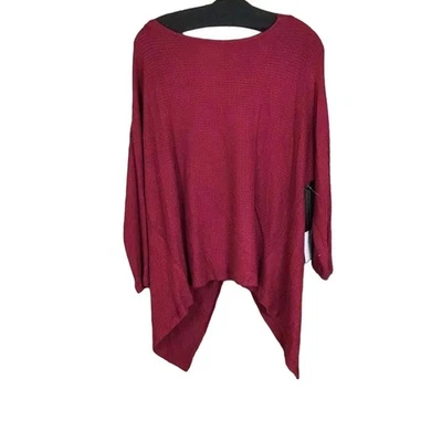 1 State Womens Blouse Small  Red Twist Back Draped Hem Long Sleeve Stretch NWOT - Image 1 of 4
