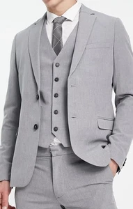 Asos New Look Suit Jacket Super Skinny Fit In Grey Size Chest 44" - Picture 1 of 4