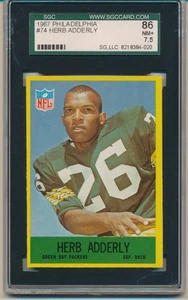 1967 Philadelphia Football Herb Adderly (HOF) (#74) SGC7.5 SGC - Picture 1 of 2